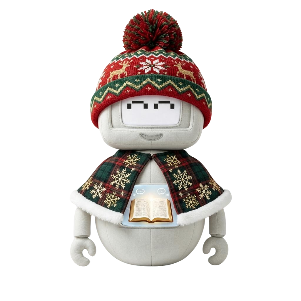 Magi Bible-story robot in its Christmas outfit